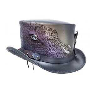 Draco Waterproof Hat Sz XXL American Hat Makers Black Leather Rock Top Steampunk